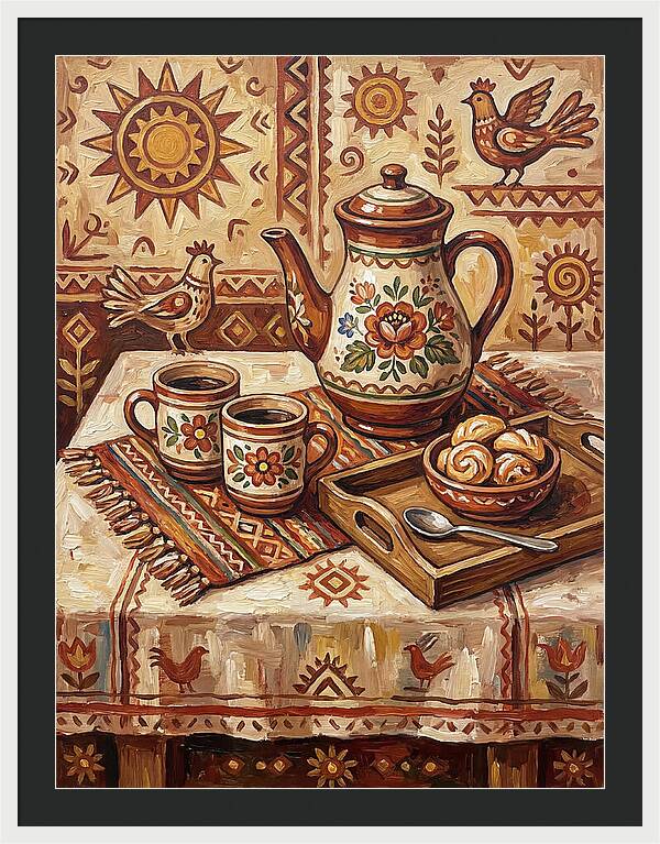 Coffee Still Life With Folk Elements