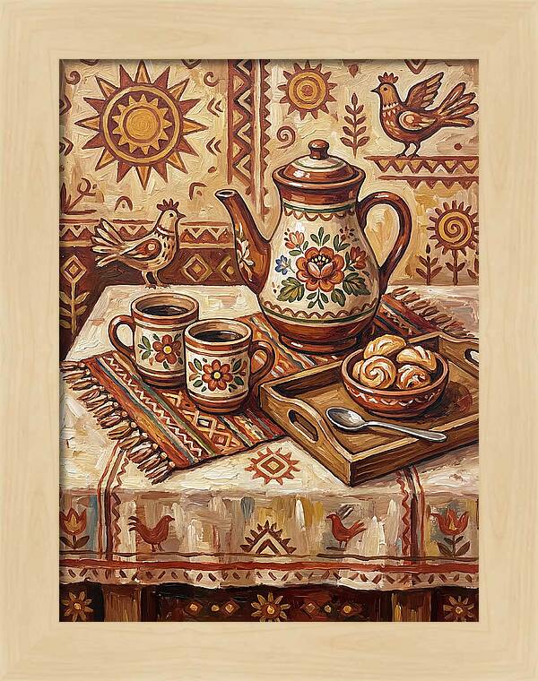 Coffee Still Life With Folk Elements