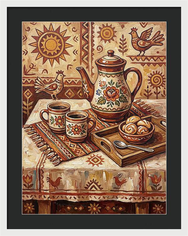 Coffee Still Life With Folk Elements