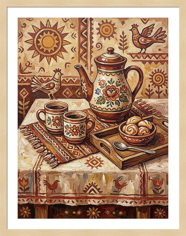 Coffee Still Life With Folk Elements