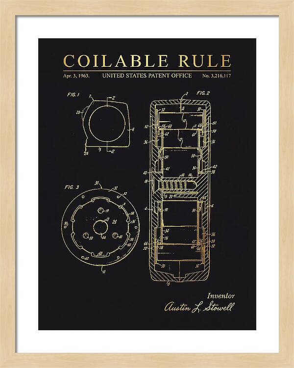 Coilable Tape Rule Gold Patent Us3216117a