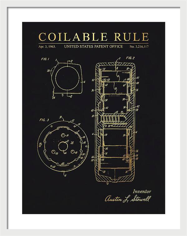 Coilable Tape Rule Gold Patent Us3216117a