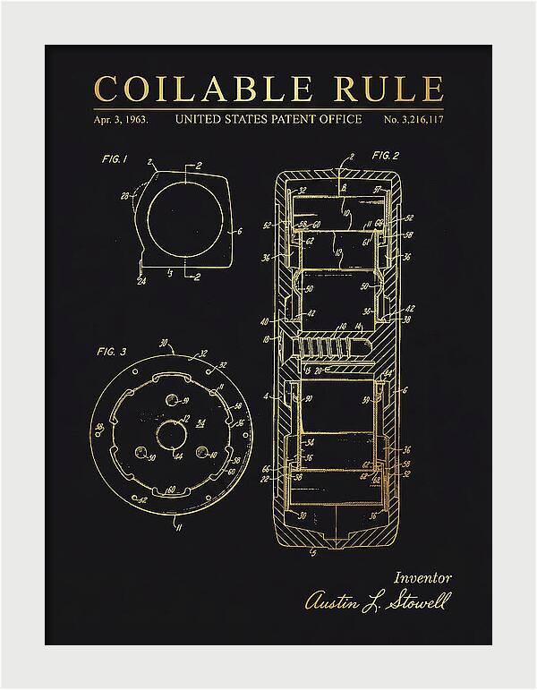 Coilable Tape Rule Gold Patent Us3216117a