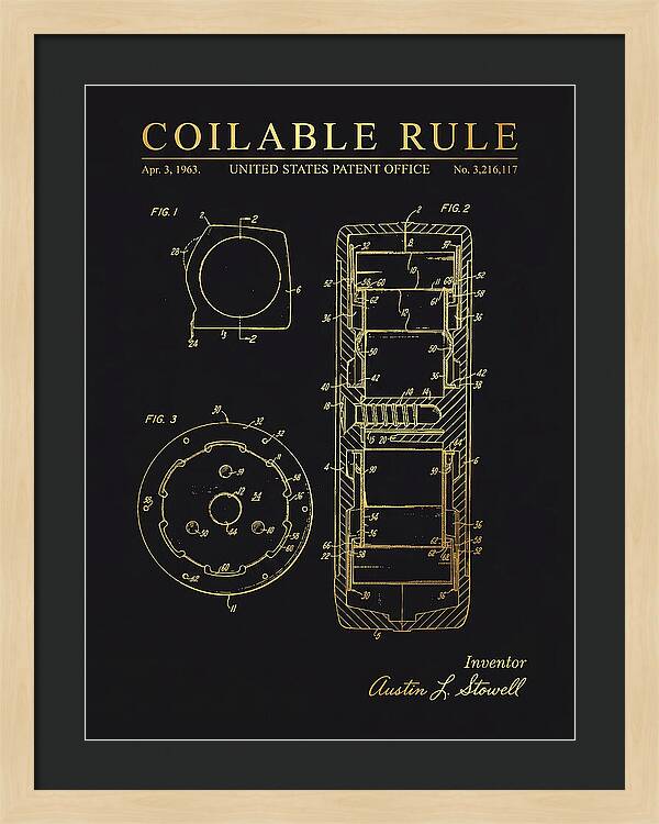 Coilable Tape Rule Gold Patent Us3216117a