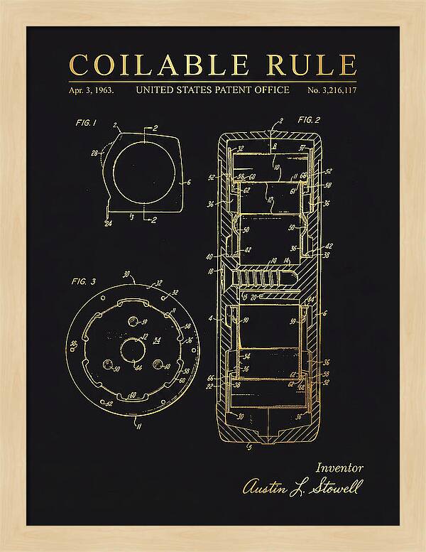 Coilable Tape Rule Gold Patent Us3216117a