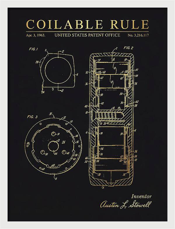 Coilable Tape Rule Gold Patent Us3216117a
