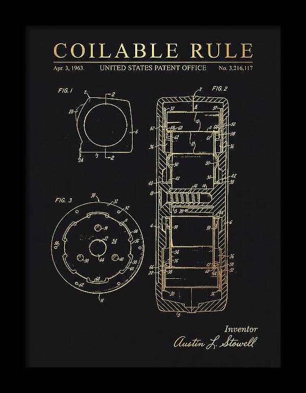 Coilable Tape Rule Gold Patent Us3216117a