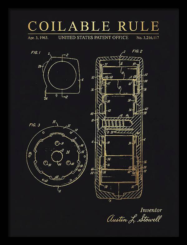 Coilable Tape Rule Gold Patent Us3216117a