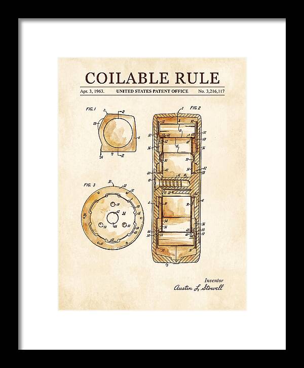 Coilable Tape Rule Watercolor Patent Us3216117a