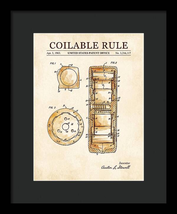 Coilable Tape Rule Watercolor Patent Us3216117a