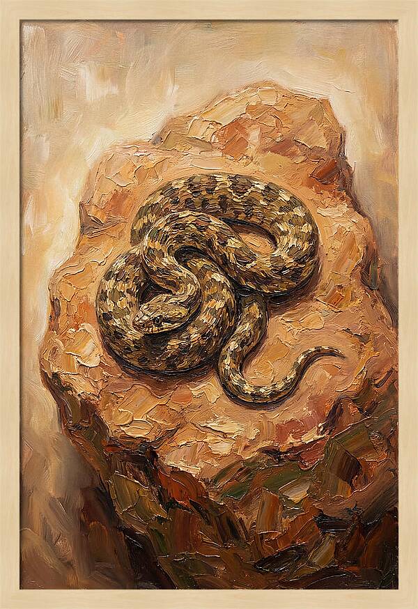Coiled Serenity On Warm Stone