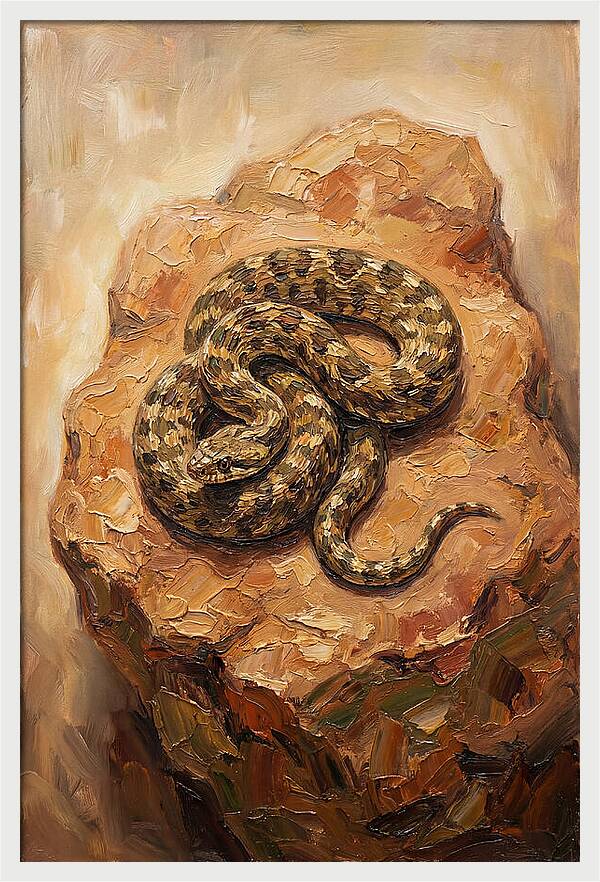Coiled Serenity On Warm Stone
