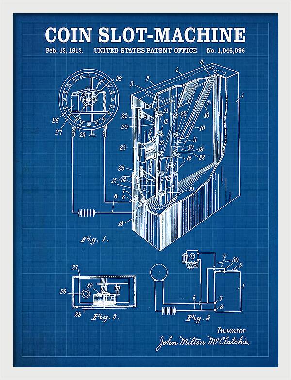 Coin Slot Machine Blueprint Patent Us1046096a