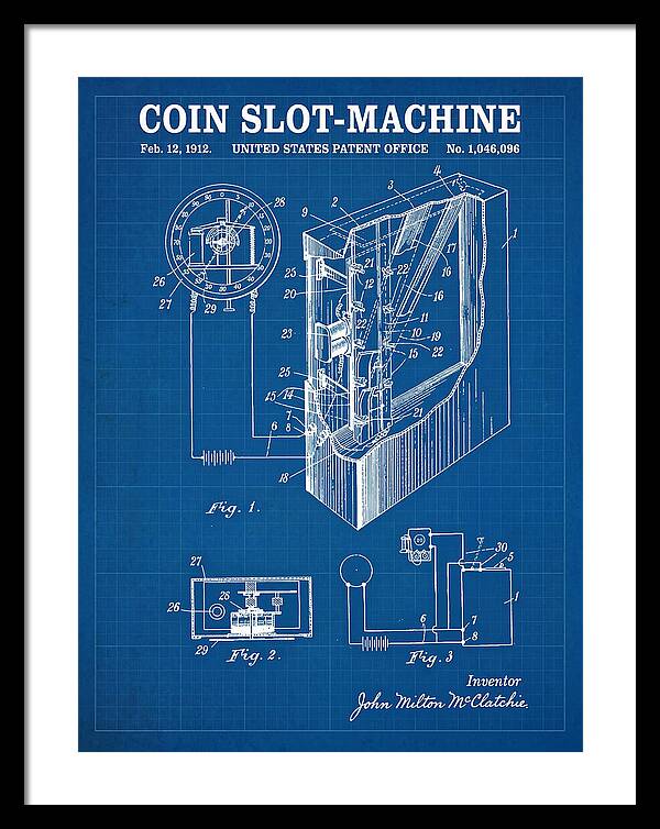 Coin Slot Machine Blueprint Patent Us1046096a