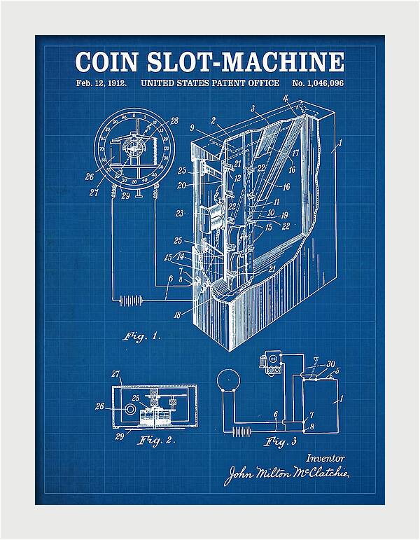 Coin Slot Machine Blueprint Patent Us1046096a