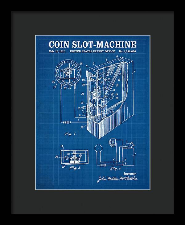 Coin Slot Machine Blueprint Patent Us1046096a