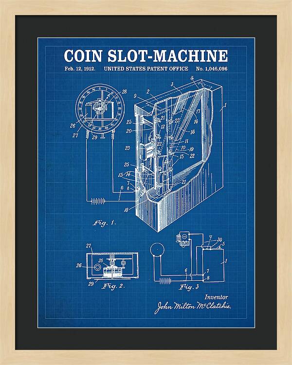 Coin Slot Machine Blueprint Patent Us1046096a