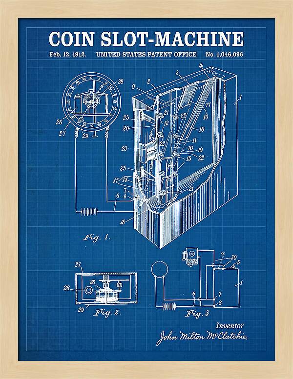 Coin Slot Machine Blueprint Patent Us1046096a