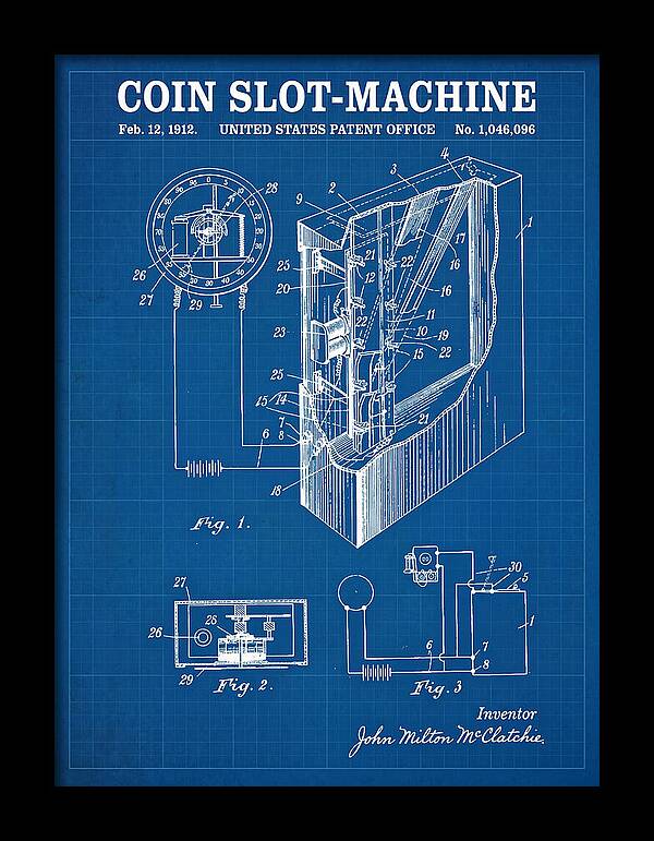 Coin Slot Machine Blueprint Patent Us1046096a