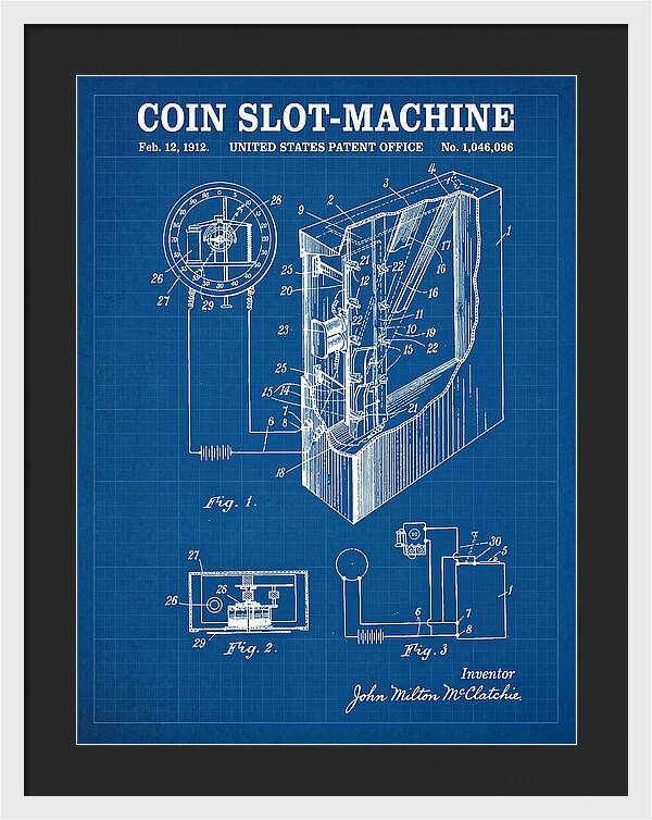 Coin Slot Machine Blueprint Patent Us1046096a