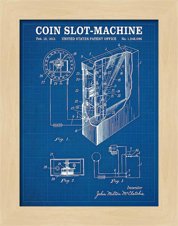 Coin Slot Machine Blueprint Patent Us1046096a