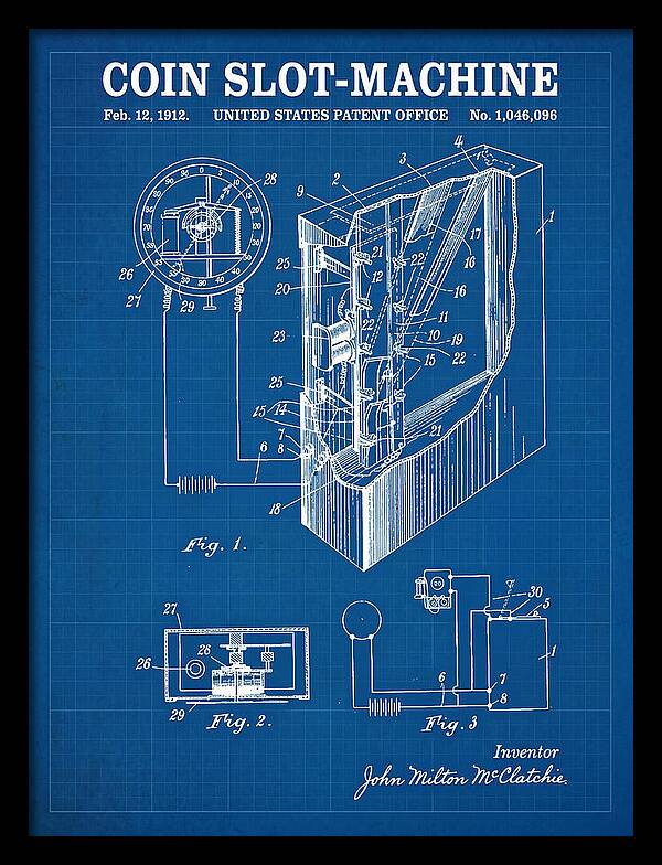 Coin Slot Machine Blueprint Patent Us1046096a