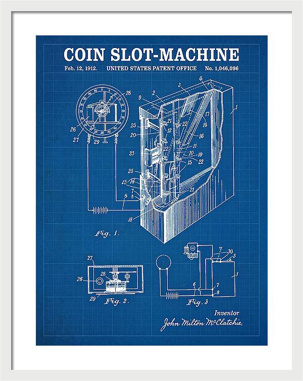 Coin Slot Machine Blueprint Patent Us1046096a