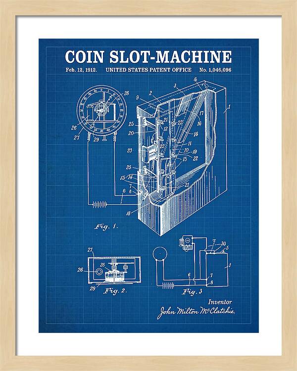 Coin Slot Machine Blueprint Patent Us1046096a
