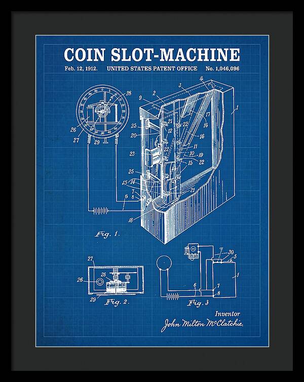Coin Slot Machine Blueprint Patent Us1046096a