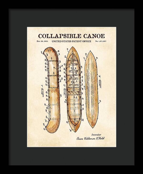 Collapsible Canoe Watercolor Patent Us1971037a