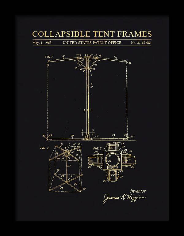 Collapsible Tent Frame Gold Patent Us3167081a