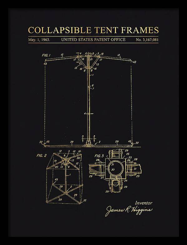 Collapsible Tent Frame Gold Patent Us3167081a
