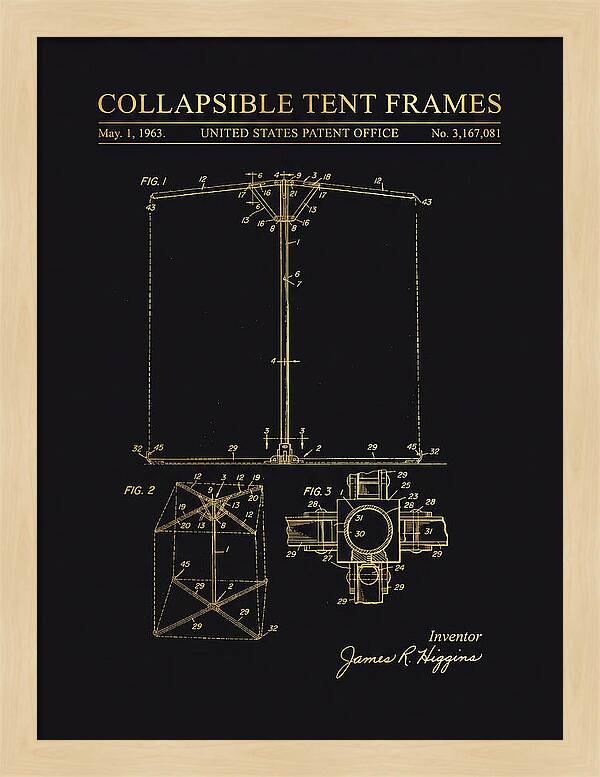 Collapsible Tent Frame Gold Patent Us3167081a
