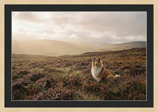 Collie Sitting In Heather