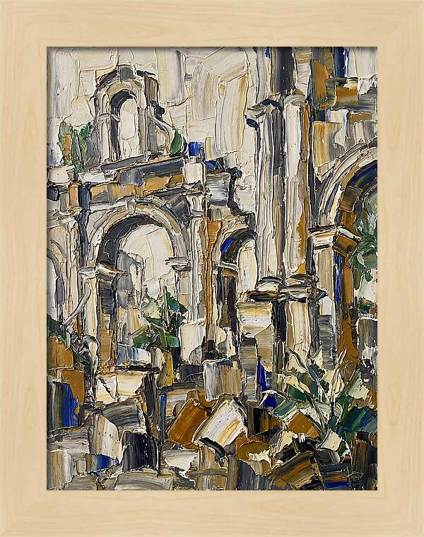 Colonial Ruins In Palette Knife Style
