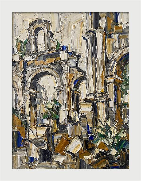 Colonial Ruins In Palette Knife Style