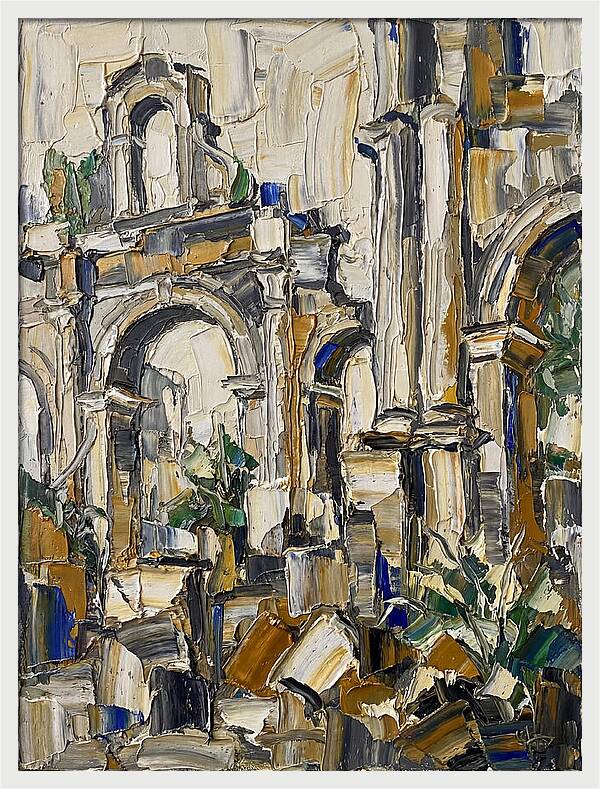 Colonial Ruins In Palette Knife Style