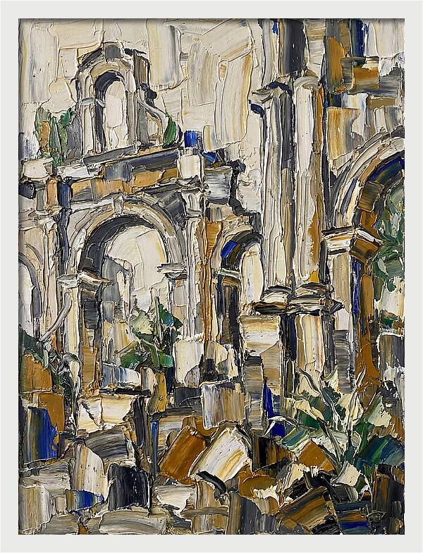 Colonial Ruins In Palette Knife Style