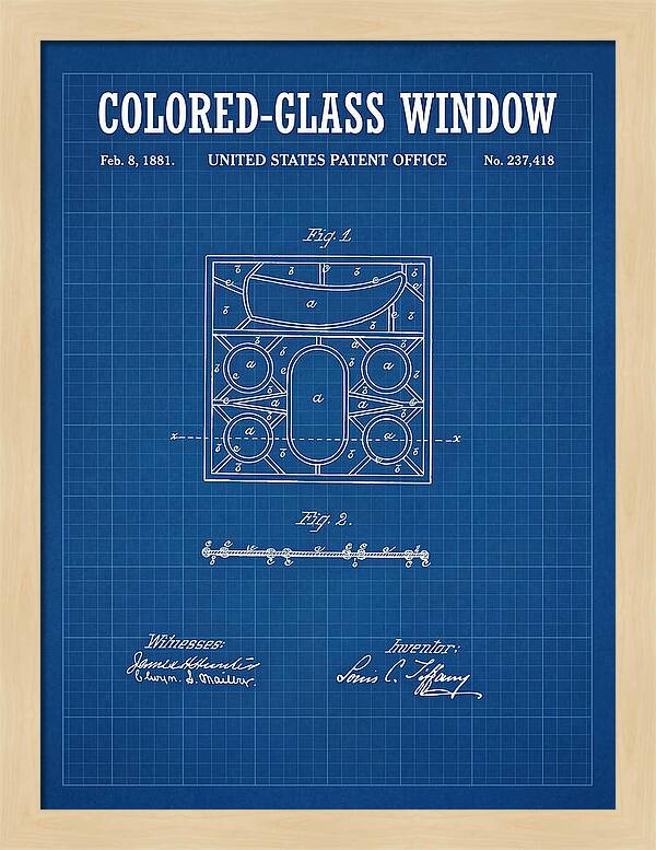 Colored Glass Window Tiffany Blueprint Patent Us237418a