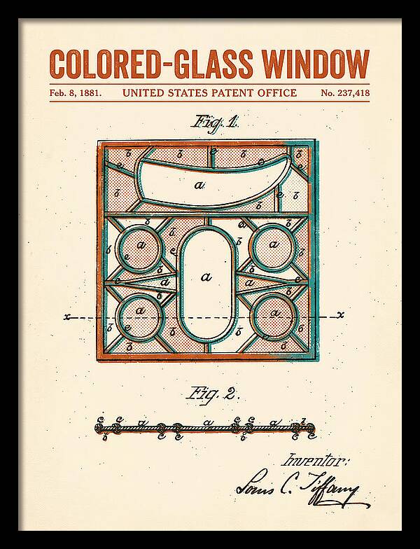 Colored Glass Window Tiffany Retro Patent Us237418a