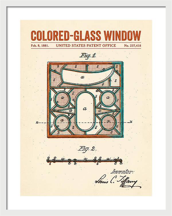 Colored Glass Window Tiffany Retro Patent Us237418a