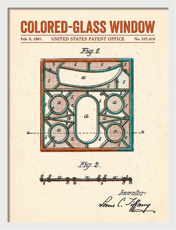 Colored Glass Window Tiffany Retro Patent Us237418a