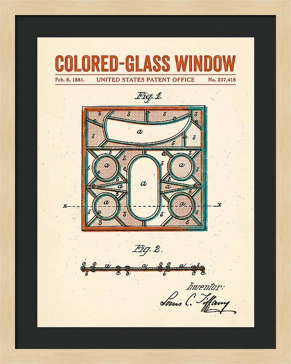 Colored Glass Window Tiffany Retro Patent Us237418a