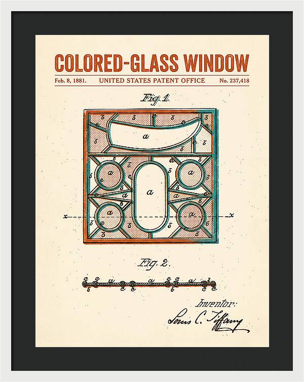 Colored Glass Window Tiffany Retro Patent Us237418a