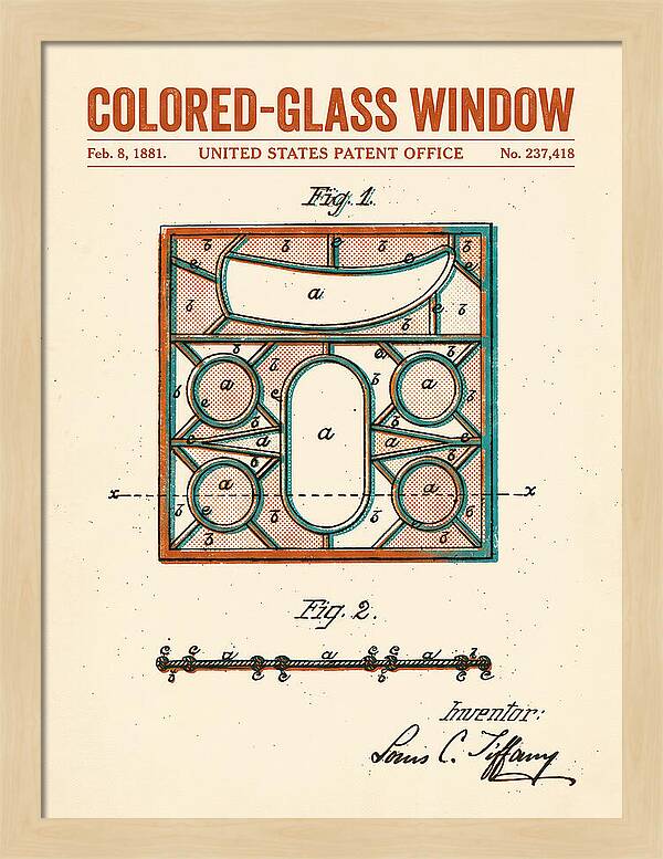 Colored Glass Window Tiffany Retro Patent Us237418a