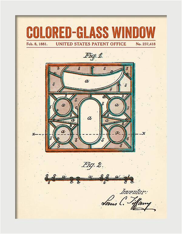 Colored Glass Window Tiffany Retro Patent Us237418a