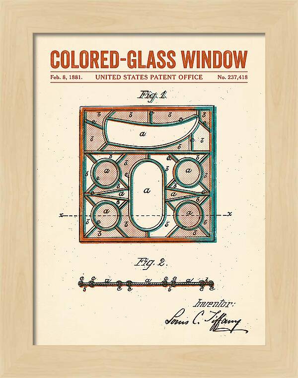 Colored Glass Window Tiffany Retro Patent Us237418a