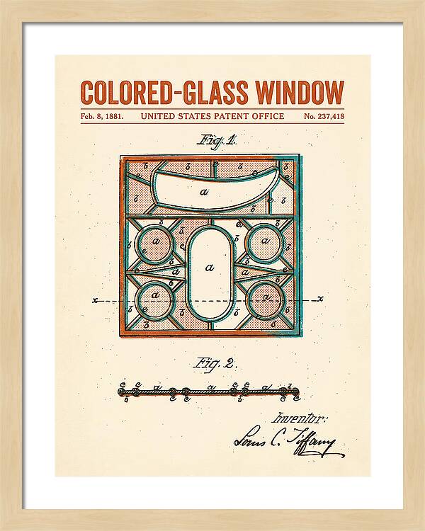 Colored Glass Window Tiffany Retro Patent Us237418a