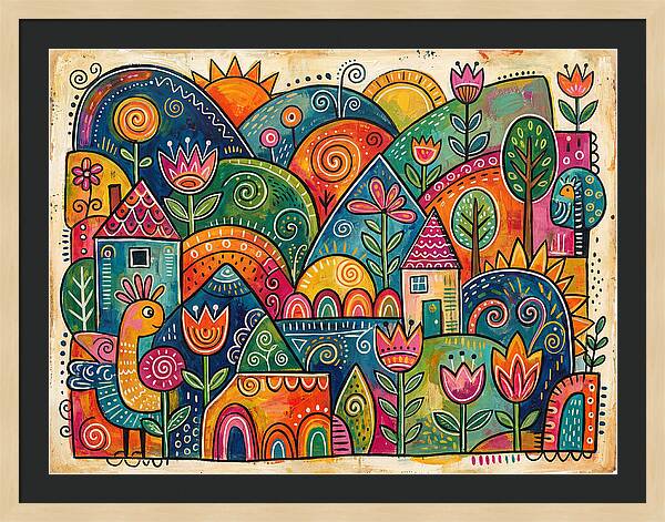 Colorful Abstract Folk Landscape