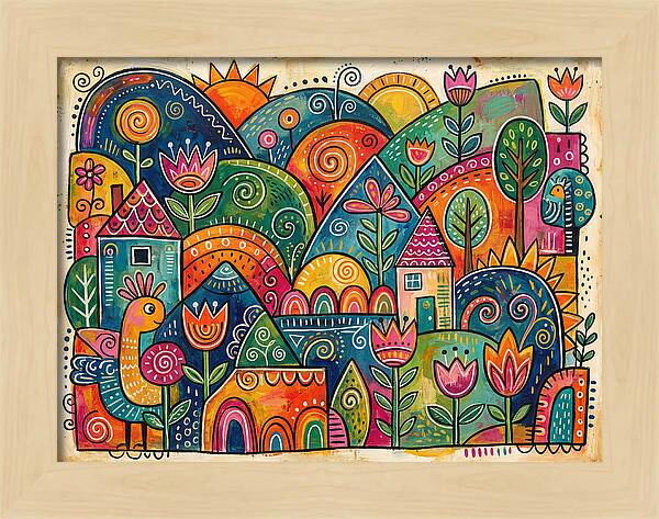 Colorful Abstract Folk Landscape